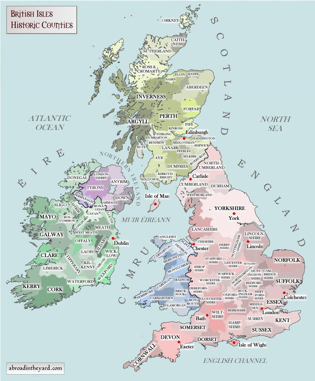 Carte historique du Royaume-Uni (UK)
