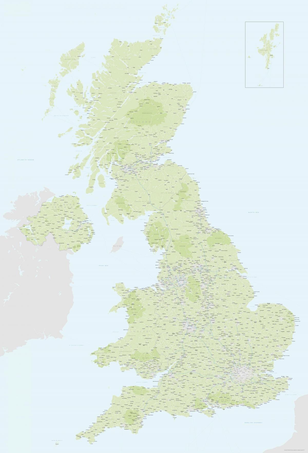 Grande carte du Royaume-Uni (UK)