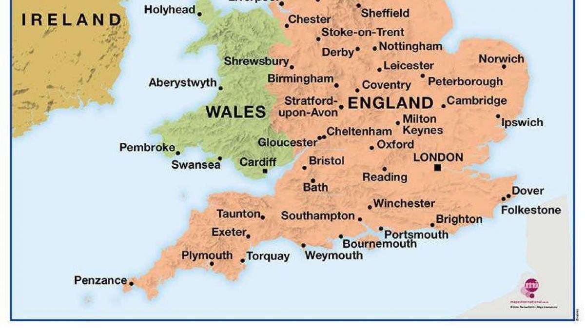 Carte du sud du Royaume-Uni (UK)