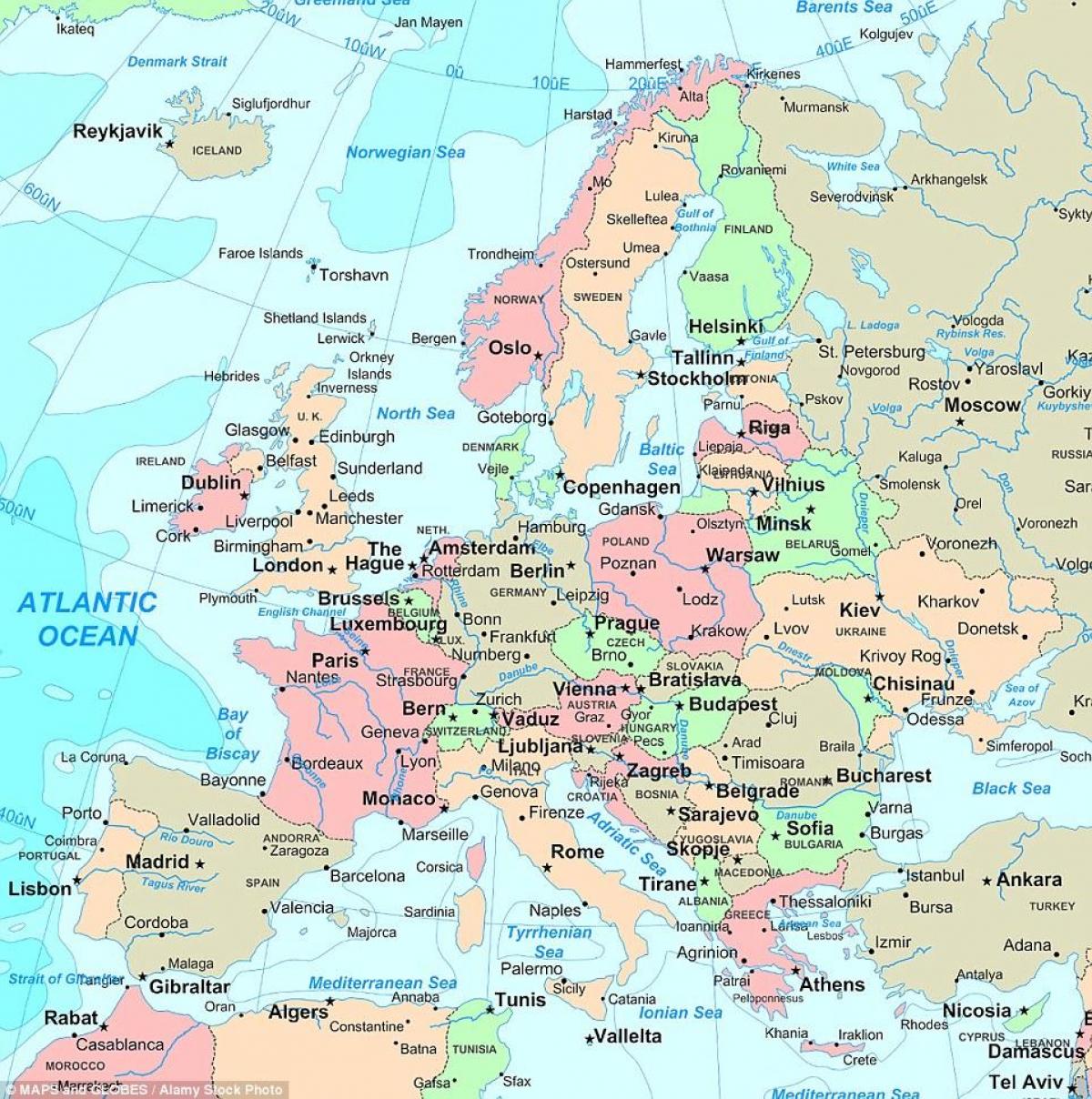 Carte du Royaume-Uni (UK) et des pays limitrophes
