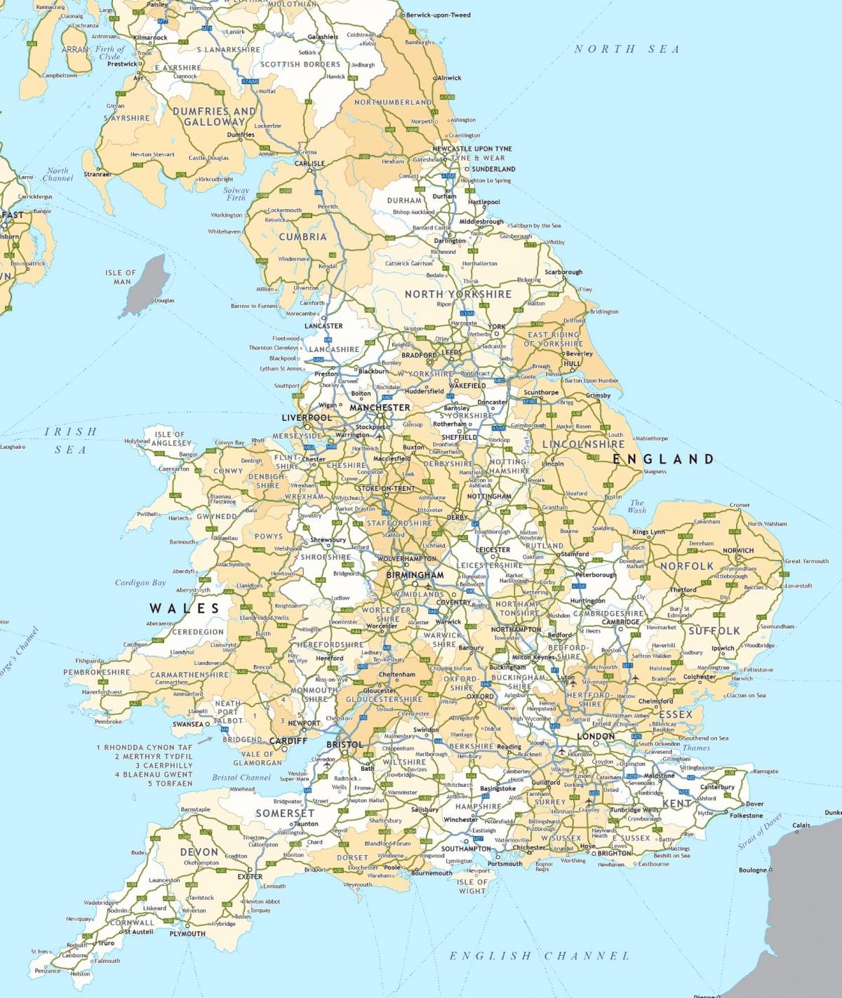 Carte routière du Royaume-Uni (UK)