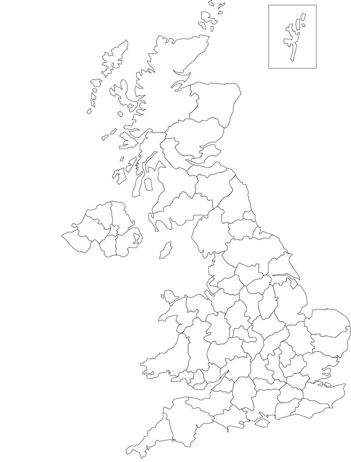 Carte des contours du Royaume-Uni (UK)